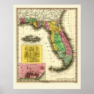 Karta i Florida 1831 Poster