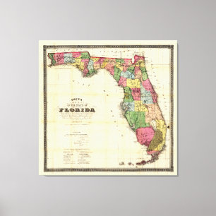 Karta i Florida (1870) Canvastryck