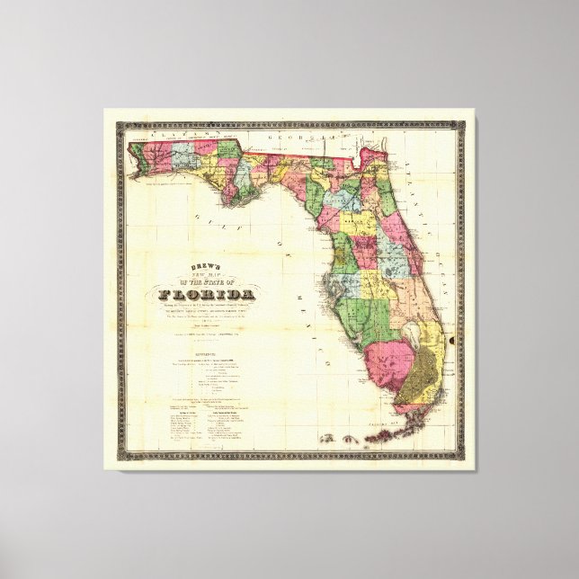 Karta i Florida (1870) Canvastryck (Framsida)