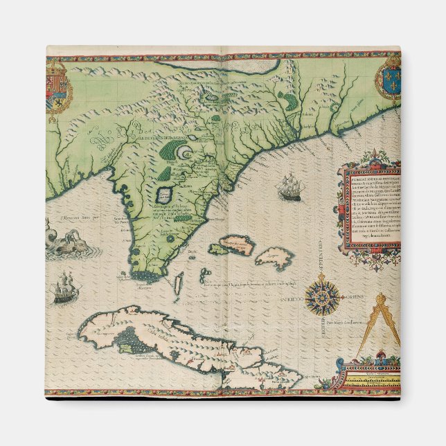 Karta i Florida, från 'Brevis Narratio' Magnet (Framsidan)