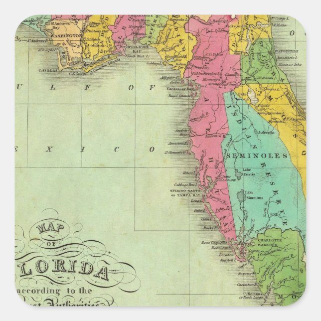 Karta i Florida Fyrkantigt Klistermärke (Framsida)