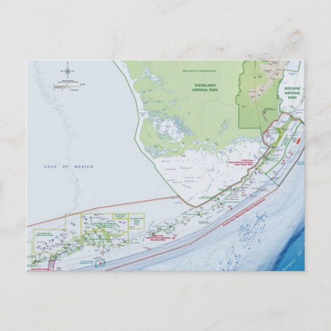 Karta i Florida Nycklar Vykort (Framsida)