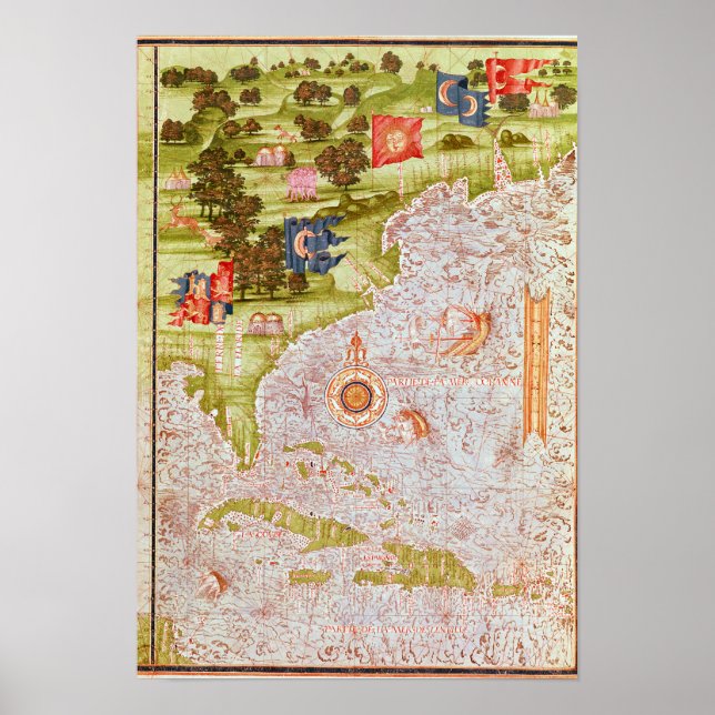 Karta i Florida och Antillerna Poster (Framsidan)