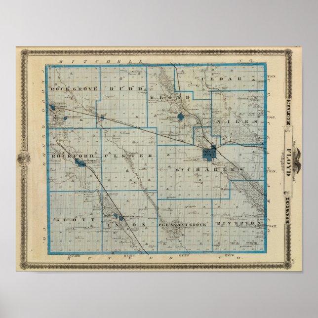 Karta i Floyd County, delstaten Iowa Poster (Framsidan)