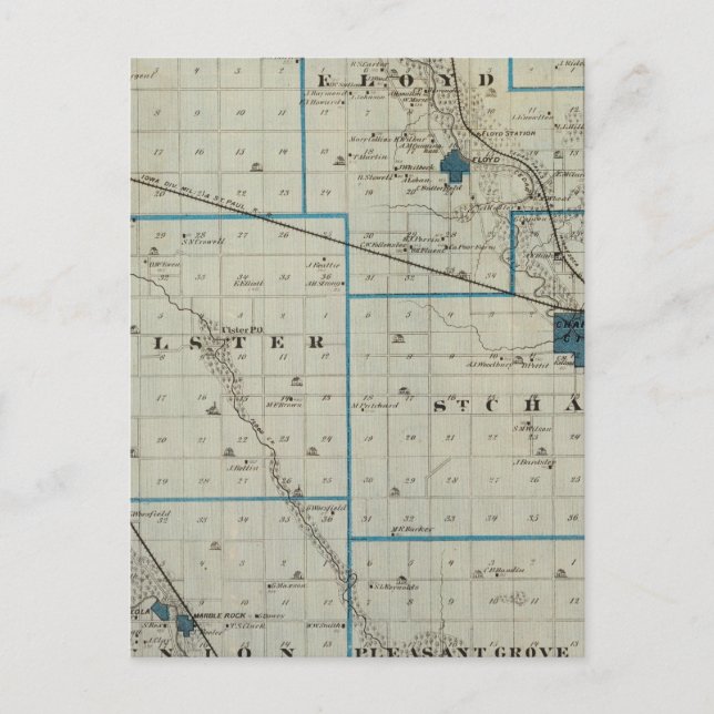 Karta i Floyd County, delstaten Iowa Vykort (Framsida)