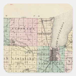 Karta i Fond du Lac County, delstaten Wisconsin Fyrkantigt Klistermärke