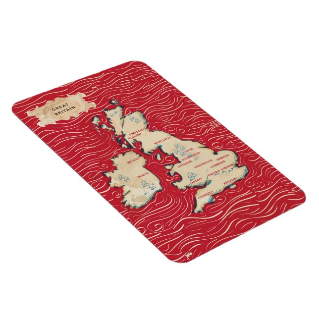 Karta i Förenade kungariket Vintage affisch Magnet (Högersidan)