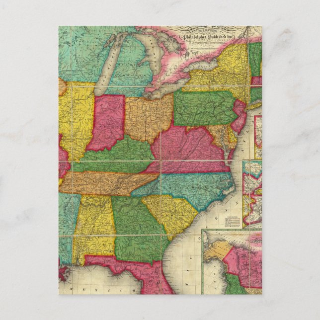 Karta i Förenade Stater 2 Vykort (Framsida)