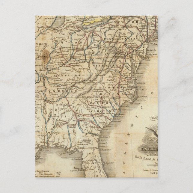 Karta i Förenta Stater 3 Vykort (Framsida)