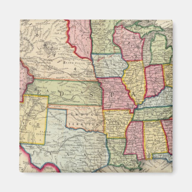 Karta i Förenta Stater, och territorier Magnet (Framsidan)