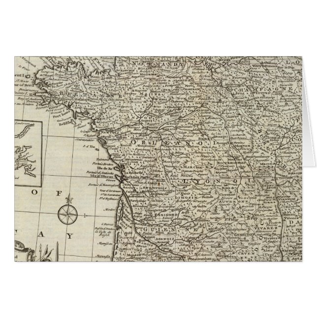 KARTA i FRANKRIKE 2 Hälsningskort (Framsidan Horizontal)