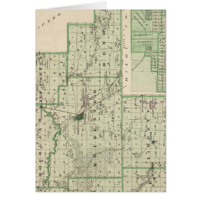Karta i Fulton County med Rochester, Fulton Co Hälsningskort (Framsidan)