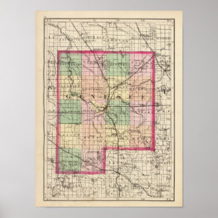 Karta i Genesee County, Michigan Poster