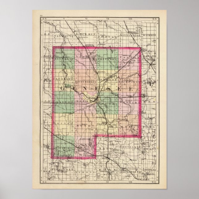 Karta i Genesee County, Michigan Poster (Framsidan)