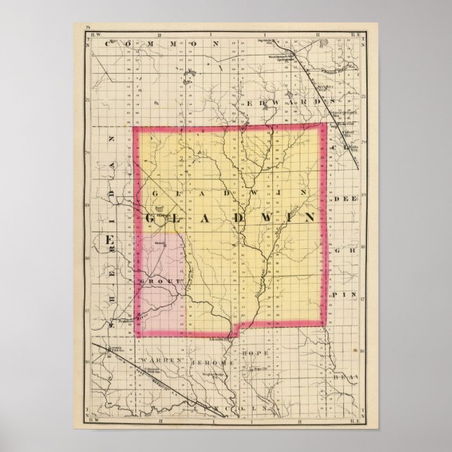 Karta i Gladwin County, Michigan Poster (Framsidan)