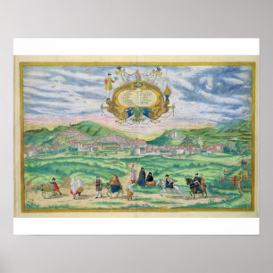 Karta i Granada, från "Civitates Orbis Terrarum" a Poster