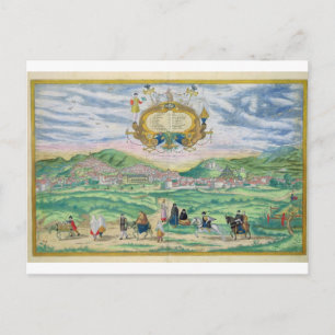 Karta i Granada, från "Civitates Orbis Terrarum" a Vykort