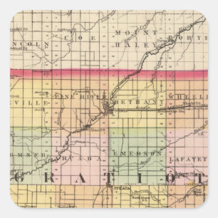 Karta i Gratiot County, Michigan Fyrkantigt Klistermärke
