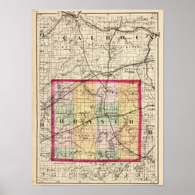Karta i Gren County, Michigan Poster (Framsidan)