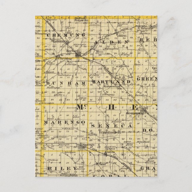 Karta i grevskapen Boone och McHenry Vykort (Framsida)