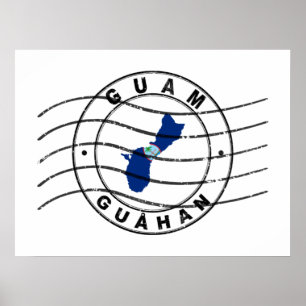 Karta i Guam, postpass Frimärke Poster