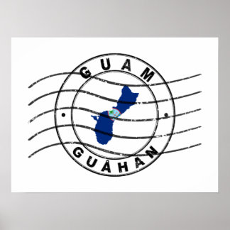 Karta i Guam, postpass Frimärke Poster