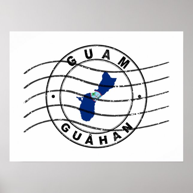 Karta i Guam, postpass Frimärke Poster (Framsidan)