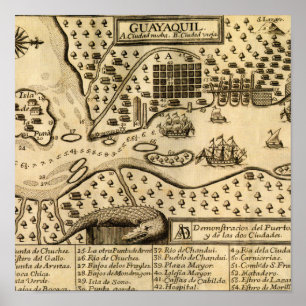 Karta i Guayaquil, Ecuador (1741) Poster