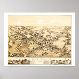 Karta i Guilford, Connecticut från 1881 Poster