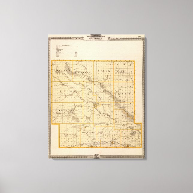 Karta i Guthrie County, delstaten Iowa Canvastryck (Framsida)