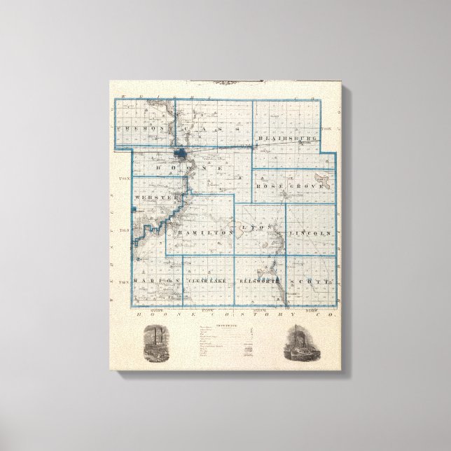 Karta i Hamilton County, delstaten Iowa Canvastryck (Framsida)