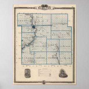 Karta i Hamilton County, delstaten Iowa Poster