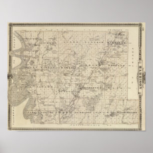 Karta i Harrison County, delstaten Iowa Poster