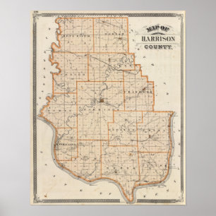 Karta i Harrison County Poster