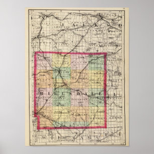 Karta i Hillsdale County, Michigan Poster