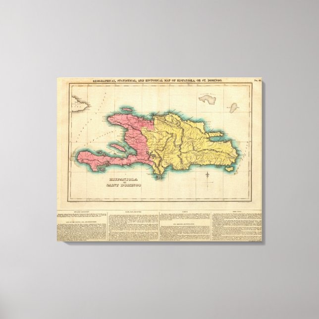 Karta i Hispaniola eller St Domingo Canvastryck (Framsida)