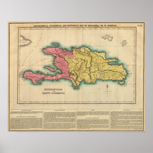 Karta i Hispaniola eller St Domingo Poster (Framsidan)