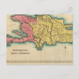 Karta i Hispaniola eller St Domingo Vykort