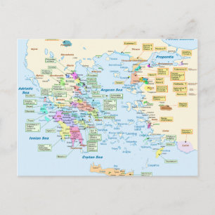 Karta i Homeric Era Greece med engelska etiketter Vykort