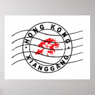 Karta i Hongkong, postpass Frimärke Poster