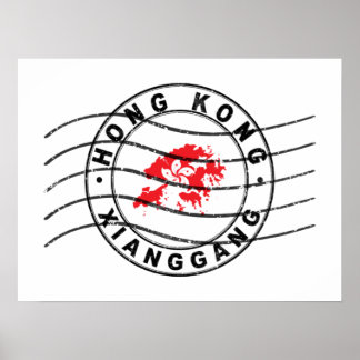 Karta i Hongkong, postpass Frimärke Poster