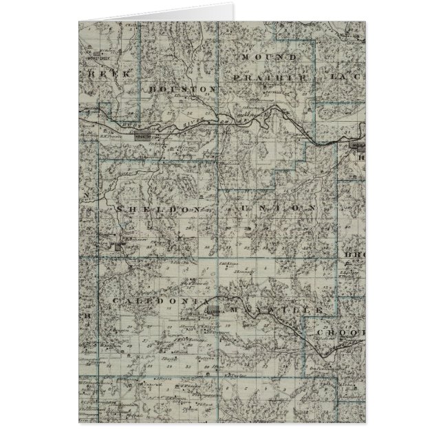 Karta i Houston County, Minnesota Hälsningskort (Framsidan)