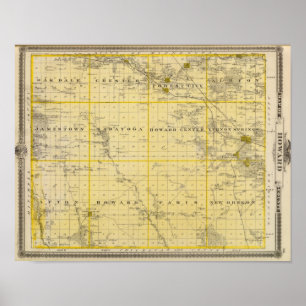 Karta i Howard County, delstaten Iowa Poster