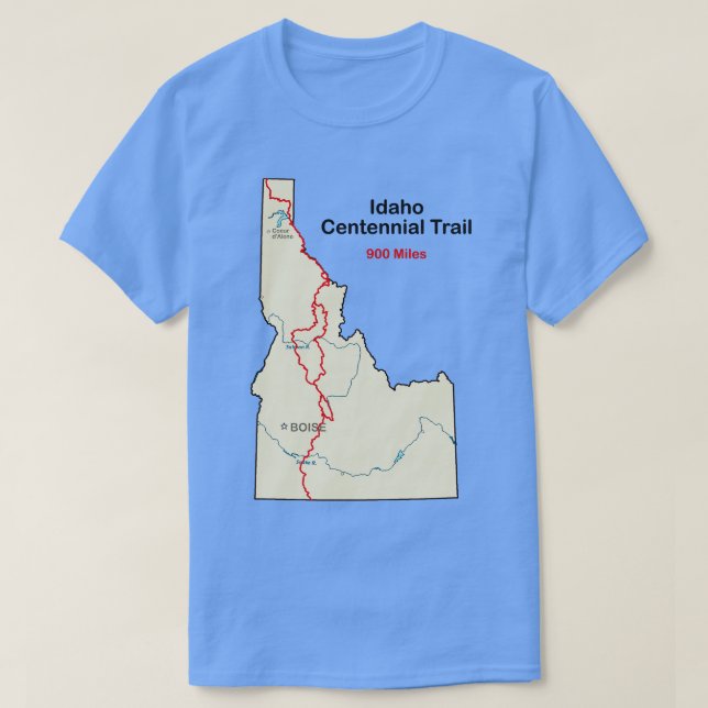 Karta i Idaho Centennial Trail TShirt T Shirt (Design framsida)