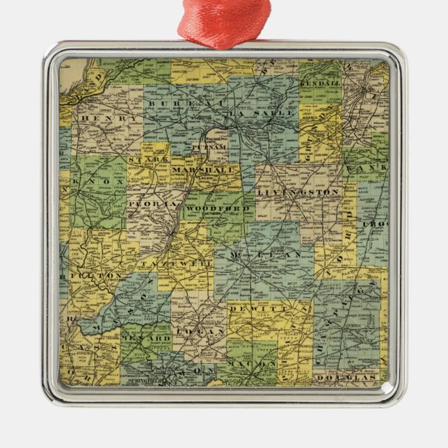 Karta i Illinois 2 Julgransprydnad Metall (Framsidan)