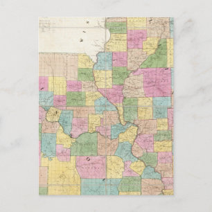 Karta i Illinois & Missouri Vykort