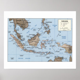 Karta i Indonesien Poster