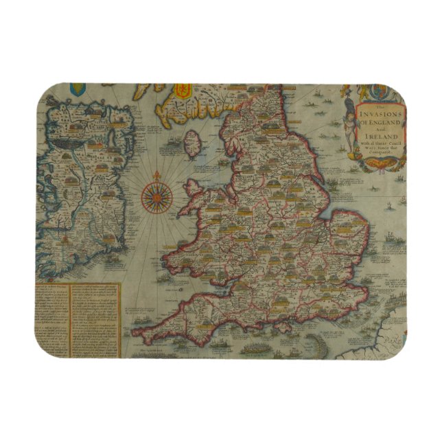 Karta i Invasions of England & Ireland Magnet (Horisontell)