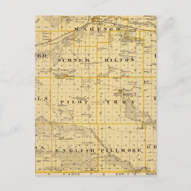 Karta i Iowa County, delstaten Iowa Vykort (Framsida)