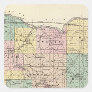 Karta i Iowa County, delstaten Wisconsin Fyrkantigt Klistermärke